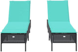 Patio Sun Lounger Set of 2 with Blue Cushions, Adjustable Backrest Outdoor Furniture for Garden, Poolside, Balcony - Photo 4