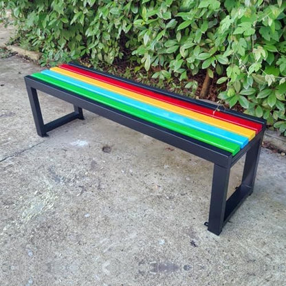 Weatherproof Metal Garden Bench, 500kg Capacity Outdoor Porch Seating, Durable Wood Plastic for Lawn, Patio, Yard, School - 150cm/59in Long