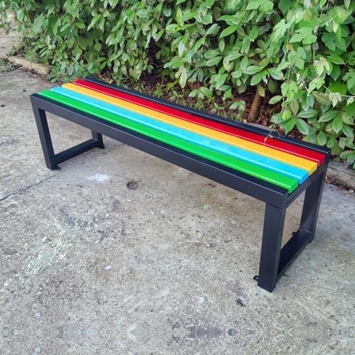 Weatherproof Metal Garden Bench - Durable Outdoor Seating for Patio, Lawn, Park & School - 500kg Capacity, 150cm Length - Stylish Wood Plastic Design