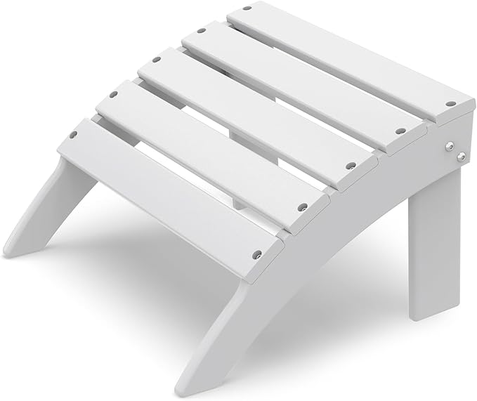 IVY&LANE Outdoor Adirondack Ottoman | Folding | HDPE | White | All Weather - Photo 1