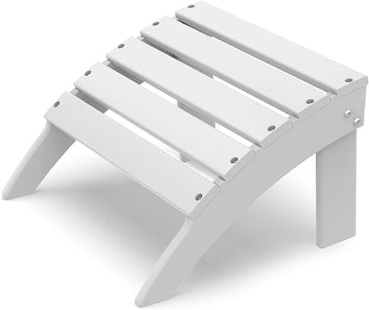 IVY&LANE Outdoor Adirondack Ottoman | Folding | HDPE | White | All Weather | Waterproof Patio Footrest for Adirondack Chair | Poly Lumber Foot Rest for Deck Backyard