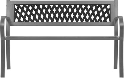 Garden Bench Black Steel Plastic Patio Bench Durable Modern Looks for Garden Patio