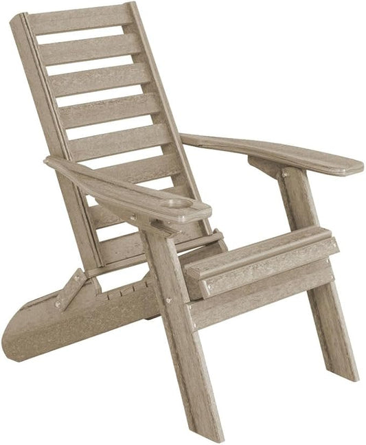 Furniture Barn USA Farmhouse Collection Poly Ladderback Folding Adirondack Chair with Smart Phone Holder, Birchwood