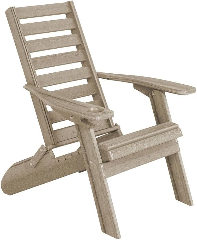 Furniture Barn USA Farmhouse Collection Poly Ladderback Folding Adirondack Chair, Birchwood