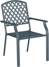 Stackable Garden Chairs 2 Pack, Steel Outdoor Patio with Armrests, Anthracite Modern Dining Chairs for Terrace, Balcony - Photo 5