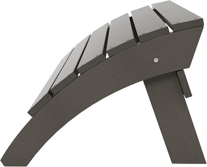 WestinTrends Tuscany Adirondack Ottoman, Real Wood Like Outdoor Ottoman for Patio, All Weather Poly Lumber Folding Ottoman Footrest for Adirondack Chair, Charcoal Gray