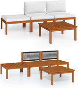 4-Piece Garden Lounge Set with Plush Cushions and Solid Acacia Wood Frame - Photo 2