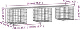Large Outdoor Garden Bench with Gabion Basket Base, Solid Pine Wood Patio Seating for 3 - Photo 2