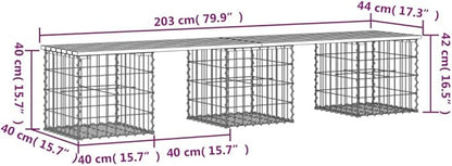 vidaXL Patio Bench in Gabion Design - Outdoor Seating Space with Solid Pinewood and Galvanized Steel, Ideal for Gardens, Backyards, and Patios