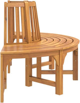 Half Round Tree Bench Outdoor Solid Eucalyptus Wood Garden Bench with Oiled Finish Spacious Seating for 3 People Rustic - Photo 5