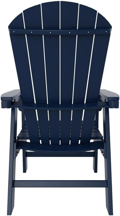 Costaelm Outdoor Adirondack Chair, HDPE Patio Balcony Pool Chair, Modern Front Porch Fire Pit Backyard Chair, Garden Resin Lounge Chair for Outside, Navy Blue