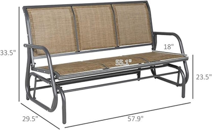 Outdoor Park Bench Backyard Garden, Front Porch, or Walking Path Furniture Seating, Outdoor Metal Garden Bench Patio Park Bench, Patio Park Bench Breathable Mesh Fabric 57.75" L x 29.5" W x 33.5" H