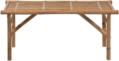 Folding Bench,Patio Bench,Yard Bench,Porch Bench,Park Benches, with Cushion, for The Front Porch, Deck,Balcony,Backyard,Outdoor,Garden, Lawn,Path, 46.5" Bamboo
