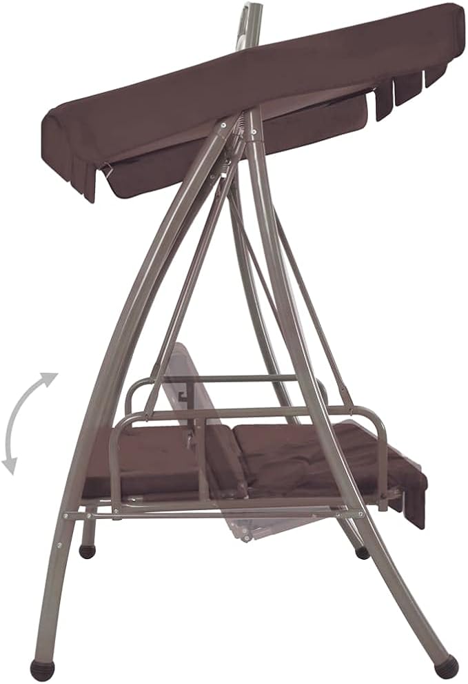 Outdoor Furniture,Accommodating 2 People,with Armrests,Outdoor Swing Bench,Sturdy Metal Frame,for Poolside,Yard,Garden,Deck,Convertible Swing Bench with Canopy Coffee