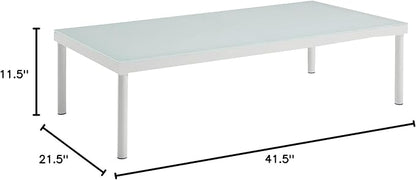 Modway EEI-2605-WHI Harmony Patio Aluminum Coffee Table Outdoor Furniture, White