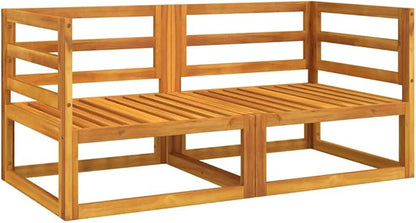 Corner Sofa Taupe Outdoor Sectional Sofa Units, Modular Acacia Wood Seating Set for Garden, Patio, Balcony, 4-Person Capacity