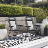 Giantex Set of 2 Patio Dining Chairs, Folding Lounge Chairs with 7 Level Adjustable Backrest, Headrest, 300 Lbs Capacity - Photo 6