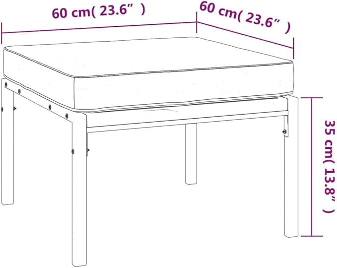 Patio Footstools with Gray Cushions 2 pcs 23.6"x23.6"x13.8" Steel Outdoor Chairs Furniture Balcony Furniture Suitable - Photo 2