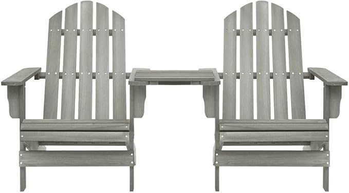 Grey Solid Fir Wood Adirondack Chair, Durable Outdoor Seating for Patio Garden Balcony - Photo 3