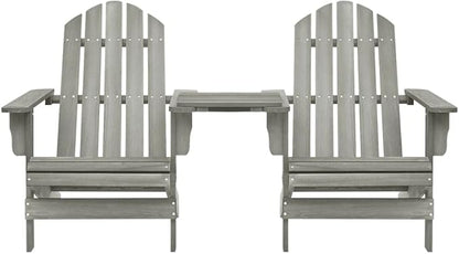 Grey Solid Fir Wood Adirondack Chair, Durable Outdoor Seating for Patio Garden Balcony, Ergonomic Comfort with Slanted Backrest and Wide Arms, Weather-Resistant Construction,