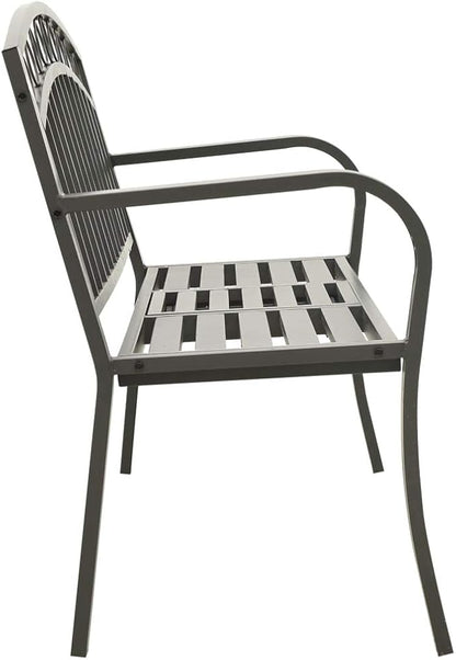 Garden Bench Outdoor Bench Patio Bench Cushions for Outdoor, Park, Yard, Entryway, Iron Metal Frame Furniture, with Folding Table 49.2" Steel Gray-Fast delivchy