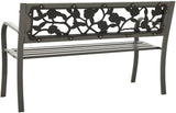 3-Seater Garden Bench Outdoor Vintage Rose Pattern 49.2 x 30.3 in Powder-Coated Steel Patio Porch Seating for Lawn - Photo 5