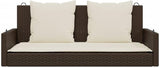 Brown Swing Bench with Cushions for Patio and Garden, 2-Person PE Rattan Seat on Powder-Coated Steel Frame - Photo 5