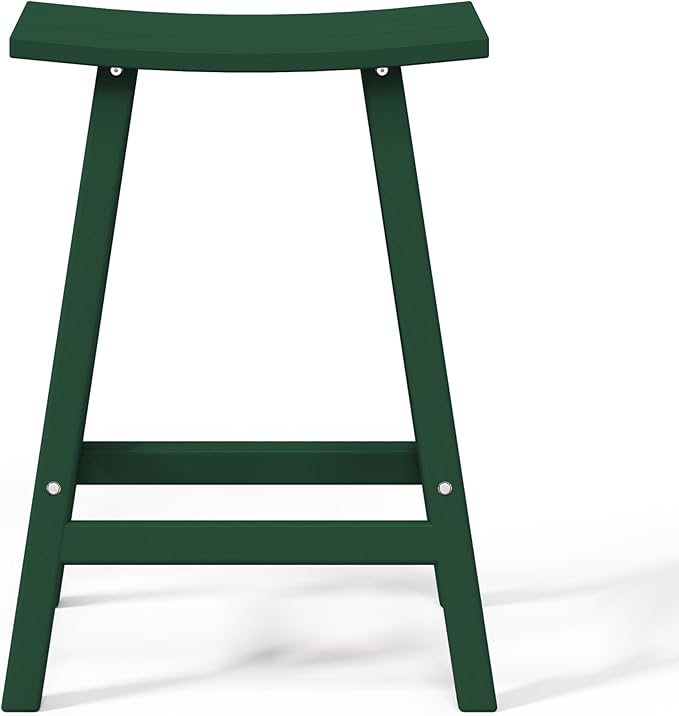 WestinTrends Malibu 24 Inch Outdoor Bar Stools, All Weather Resistant Poly Lumber Adirondack Counter Height Stools, Dark Green