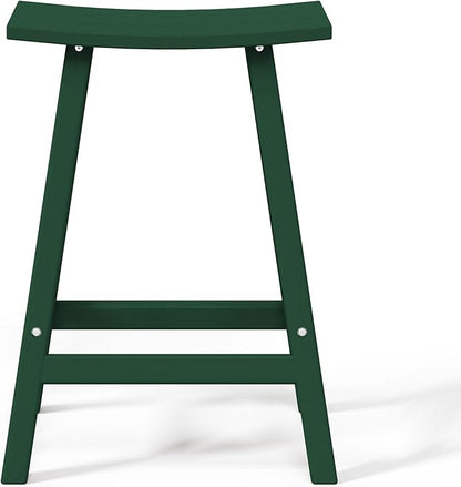 WestinTrends Malibu 24 Inch Outdoor Bar Stools, All Weather Resistant Poly Lumber Adirondack Counter Height Stools, Dark Green