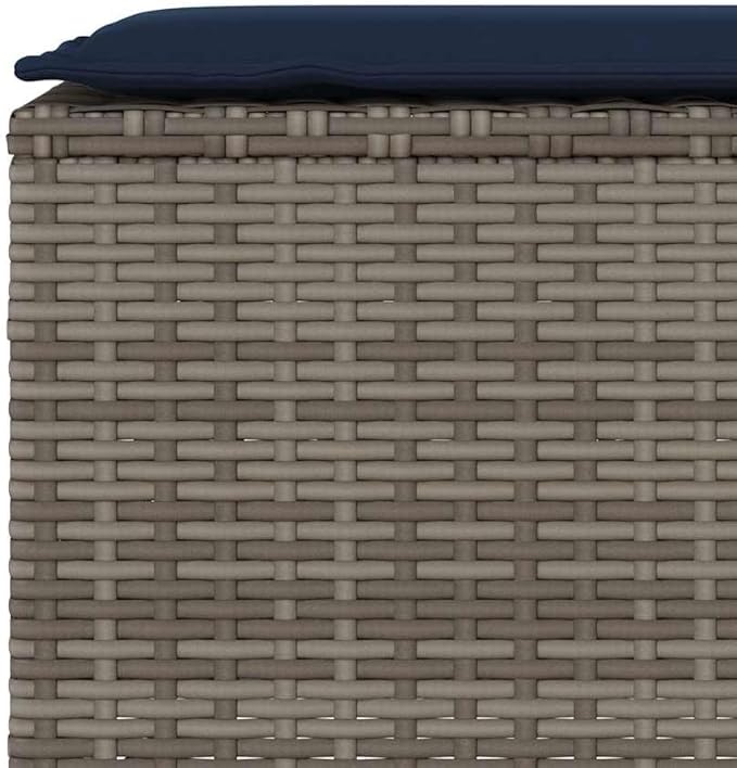 Patio Bench with Cushion Gray 43.3"x11.8"x15.9" Poly Rattan,Poly Rattan Outdoor Garden Bench with Comfortable Cushion Durable Weatherproof Sofa for Yard or Patio Patio Furniture
