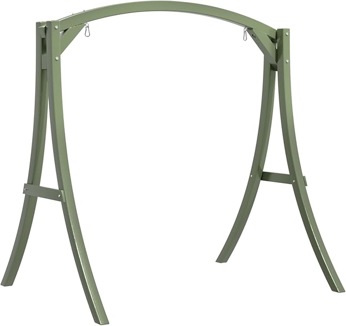 VINGLI Outdoor Wooden Swing Frame, Heavy Duty 1000 LBS A-Frame Swing Stand with Farmhouse Cottage Style, Patio Porch Swing Bench Stand for Indoor & Outdoor (Green)