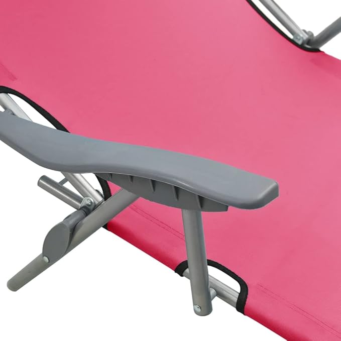 Outdoor Chaise Lounge Chair Pink 74 x 28.1 x 10.6 in Steel Frame Foldable Sunbed for Poolside Patio Backyard Garden and - Photo 6