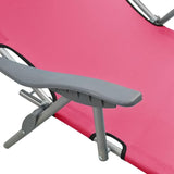 Outdoor Chaise Lounge Chair Pink 74 x 28.1 x 10.6 in Steel Frame Foldable Sunbed for Poolside Patio Backyard Garden and - Photo 6
