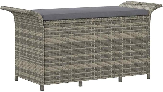 Garden Bench Grey Polyethylene Rattan Medium Garden Bench Yard Patio for Courtyard