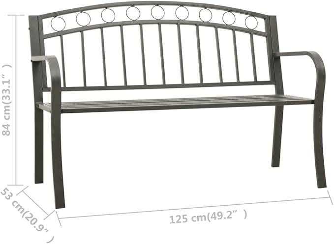 Patio Bench Garden Bench Outdoor Bench for Outdoors Porch Entryway Furniture for Yard 49.2" Steel Gray
