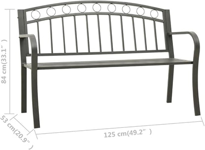 Patio Bench Garden Bench Outdoor Bench for Outdoors Porch Entryway Furniture for Yard 49.2" Steel Gray