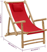 Deck Chair Bamboo and Canvas, Outdoor Patio Furniture, Balcony Chairs, Lounge Chairs, Beach Lounge Chair Outdoor - Photo 2