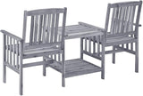 vidaXL Solid Acacia Wood Patio Chairs with Tea Table and Cushions - Garden Seats for Patio and Outdoor - Gray and - Photo 8