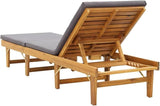 Folding Acacia Wood Sun Lounger 24 x 78.7 x 33.9 in Grey Reclining Outdoor Chaise for Patio Poolside Backyard Balcony - Photo 6
