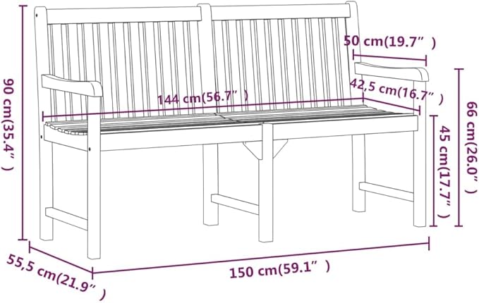 Garden Bench Deck Bench Patio Bench 59.1" Solid Acacia Wood