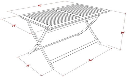 East West Furniture BAETFNA Patio Dining Table - a Rectangle Acacia Wood Table with Butterfly Leaf, 36x60 Inch, Natural Oil