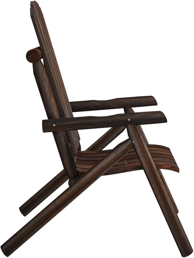Garden Chair Solid Spruce Wood Standard Durable Burned Wood Look Ergonomic Design Rustic Aesthetic for Outdoor Patio - Photo 5