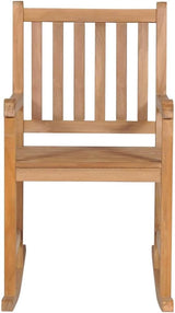 Teak Rocking Chair with Taupe Cushions 36.4 x 22.8 x 41.7 in Solid Wood Outdoor Lounge Seat for Patio Porch Garden - Photo 4