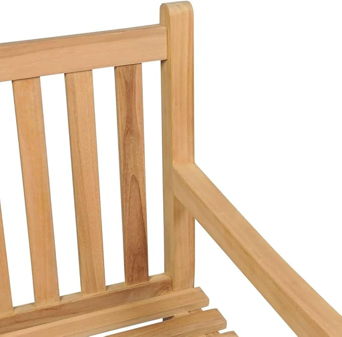 Solid Teak Wood Garden Bench with Warm Finish, Large Outdoor Seating for Four Adults, Durable Hardwood Furniture for Patio and Backyard