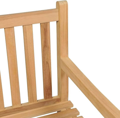 Garden Bench Warm Teak Wood Fine Sanded Teak Hardwood Large Patio Bench Park for Lawn Outdoor