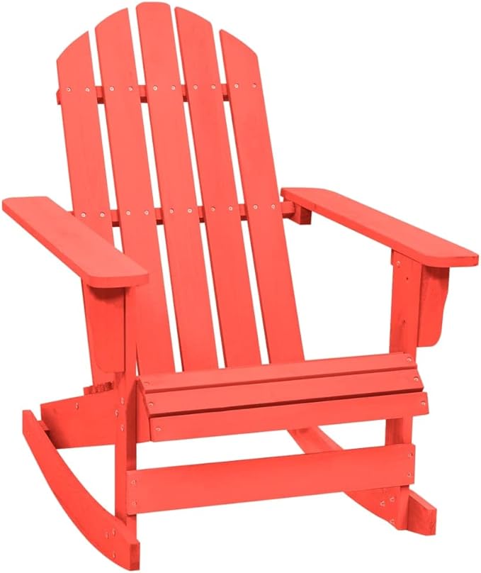 vidaXL Red Patio Rocking Adirondack Chair with Sturdy Solid Fir Wood Structure, Ergonomic Design for Optimal Comfort - Photo 1