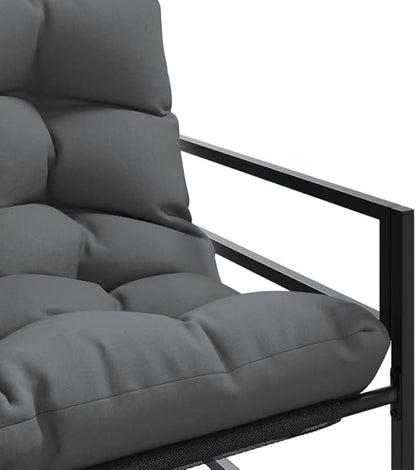 Outdoor Garden Bench, 44.5 inch 2-Seater Patio Loveseat with Heavy-Duty Powder-Coated Steel Frame and Durable Textilene Fabric, Modern Anthracite Metal Bench for Backyard, Deck, and Porch