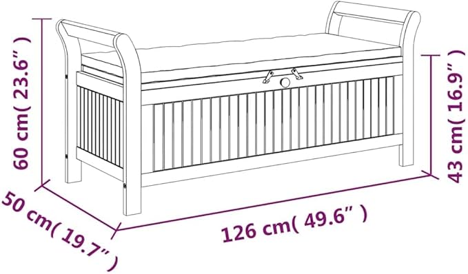 vidaXL Garden Storage Bench Cream White, Natural Wood