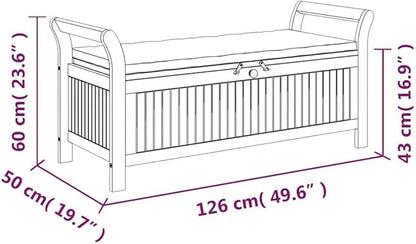 vidaXL Garden Storage Bench Cream White, Natural Wood