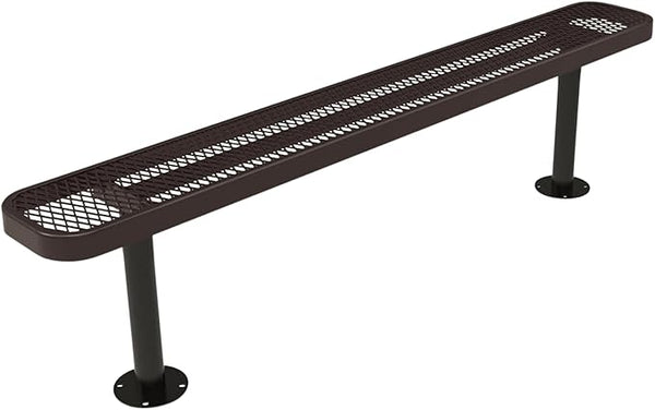 COATEDOUTDOORFURNITURE Coated Outdoor Furniture Heavy-Duty Outdoor Bench Thermoplastic Coated, Expanded Metal, Commercial-Grade Seating, Made in America (Surface Without Back, 6 Ft, Brown)